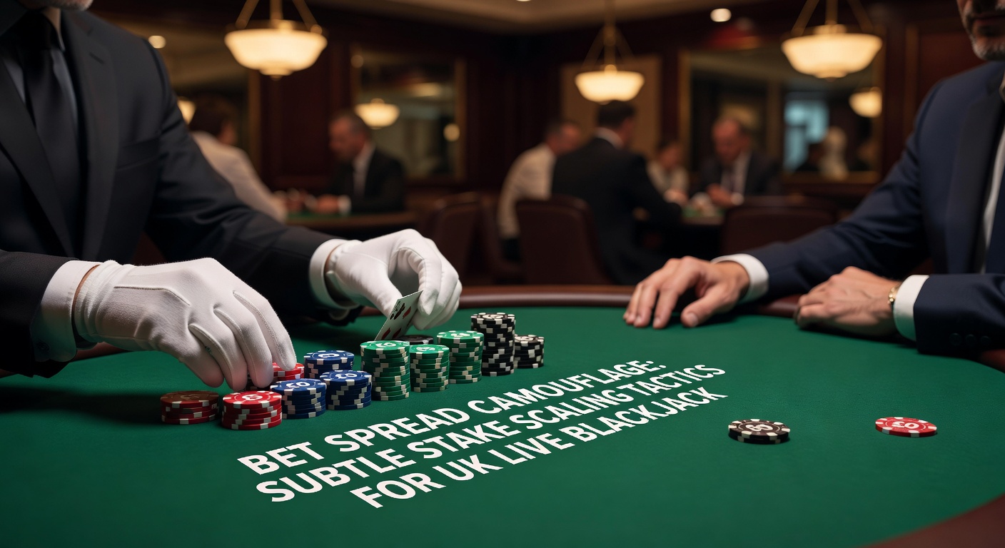 Close-up of blackjack chips stacked in varying heights on a virtual live table, symbolizing scaled stakes