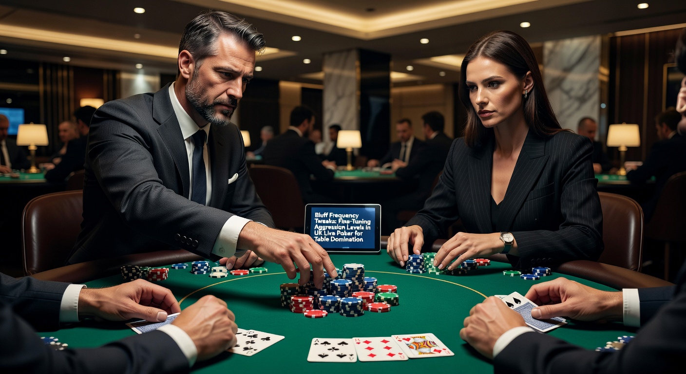 Players at a UK live poker table intensely debating a bluff-heavy hand, chips stacked high amid tense negotiations