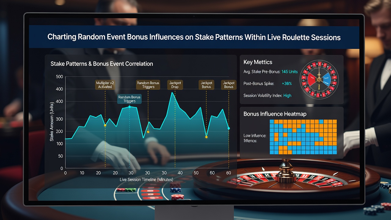 Detailed chart tracking stake adjustments around random bonus occurrences in live roulette