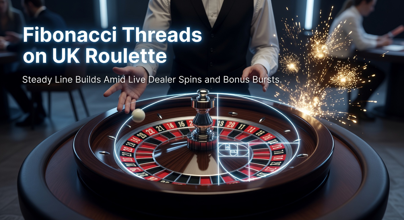 Visual representation of a Fibonacci betting progression on a UK live roulette table, showing sequential bet increases amid spinning wheel outcomes