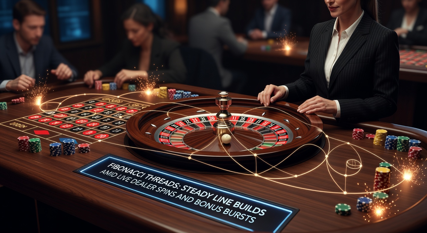 Close-up of a Fibonacci bet progression chart overlaid on a live UK roulette wheel, highlighting recovery points during a bonus multiplier event