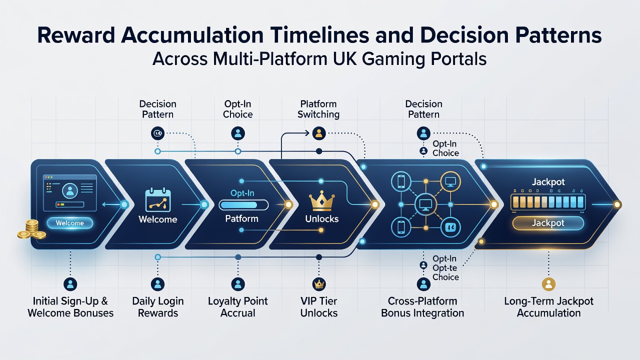 Dashboard view of reward accumulation timelines across desktop and mobile gaming interfaces in UK portals