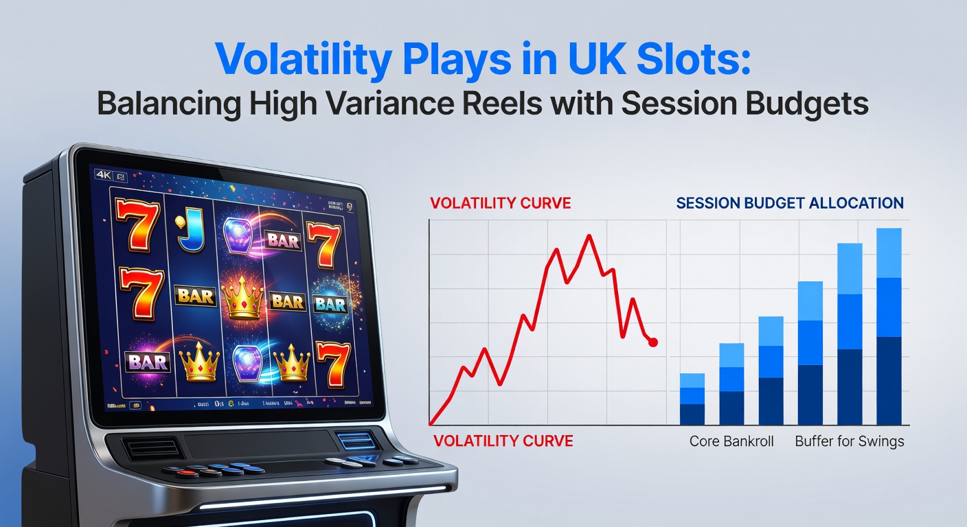 Dynamic slot reels bursting with high-volatility symbols like wilds and scatters, capturing the intense swings typical of UK online slots where big payouts chase long droughts